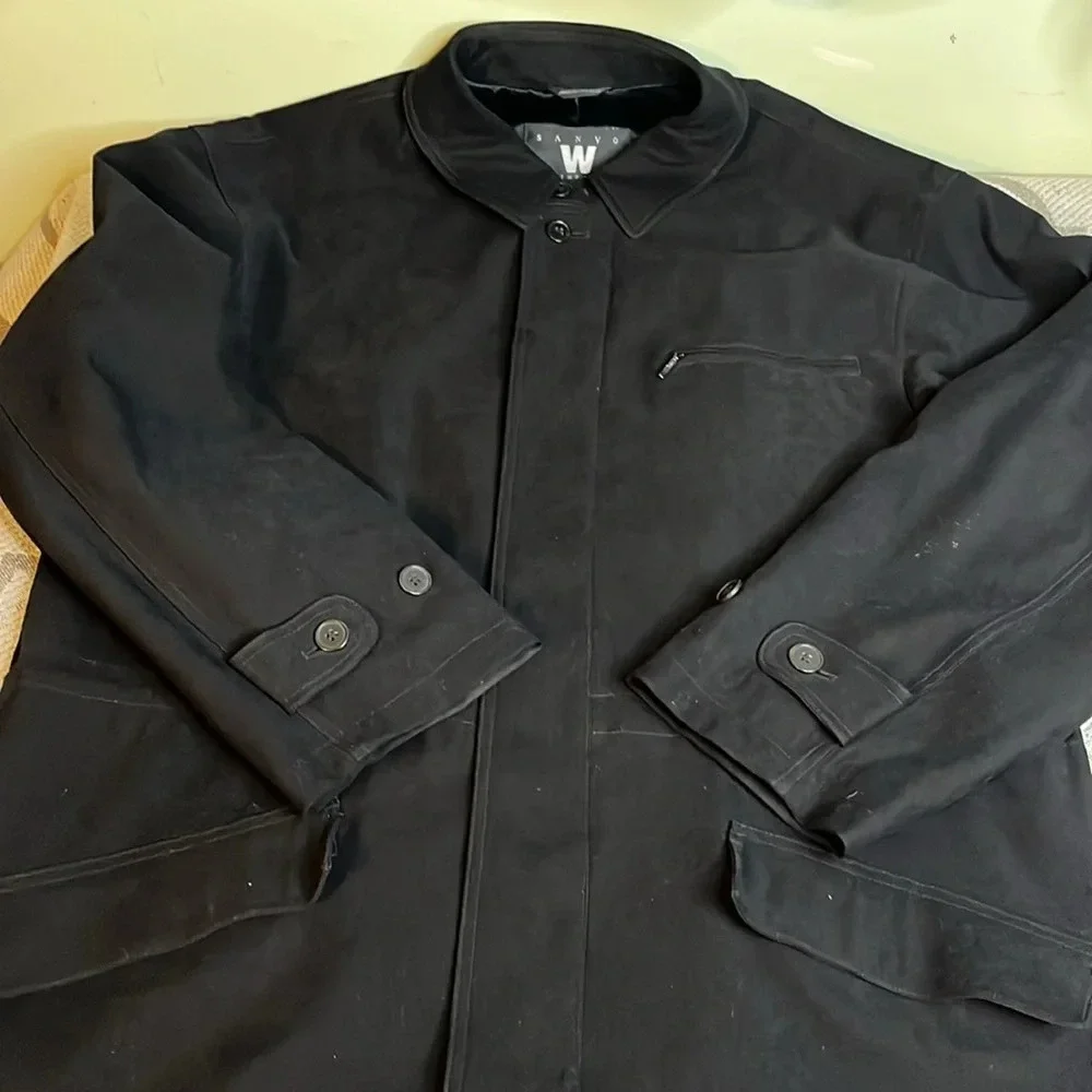 Sanyo Weather Wear Carol Cohen fully lined heavy microsuede button down coat
